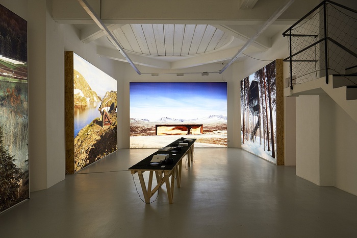 Blick in die Ausstellung „Snøhetta: Relations“ im aut, „Nordic Room“