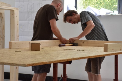 Ausstellungsaufbau "The Language of MVRDV"