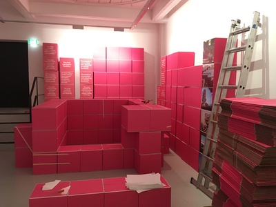 Ausstellungsaufbau "The Language of MVRDV"