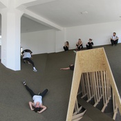 Erste Probe der SchauspielschülerInnen in der "sozialen Landschaft"