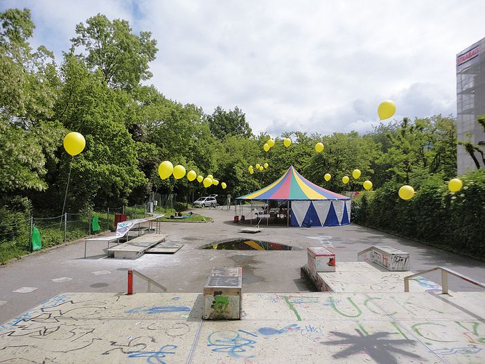 Sommer 2014: Der Bauplatz im Rapoldiplatz ist einer der zentralen Orte der Architekturtage 2014