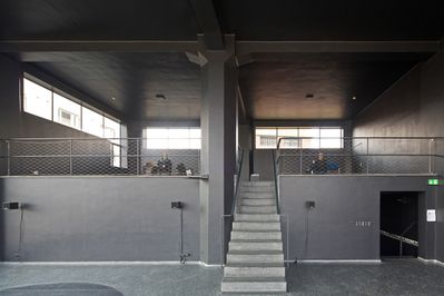 Transformation of the aut spaces in a „black box“ during the exhibition  „Foto Film Film Foto“, 2014