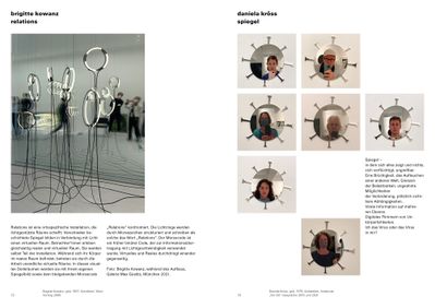 Doppelseite aus der Publikation mit den Beiträgen von Brigitte Kowanz und Daniela Kröss