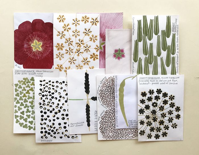 Carmen Müller, Samensackln, Tempera auf Papier, ­mehrteilig, 2019