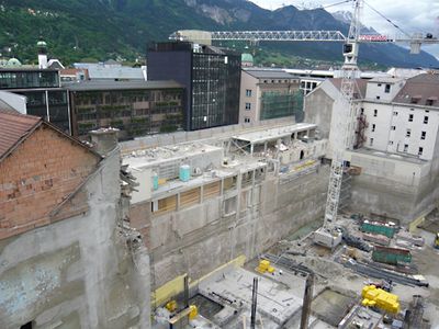 Architektur in Bewegung – Kranfahrten im Herzen der Stadt. Auf der Baustelle des Neuen Kaufhaus Tyrol von David Chipperfield Architects © aut. architektur und tirol